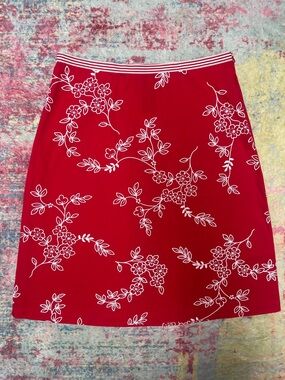 Speechless Red A-Line Skirt with White Floral Print